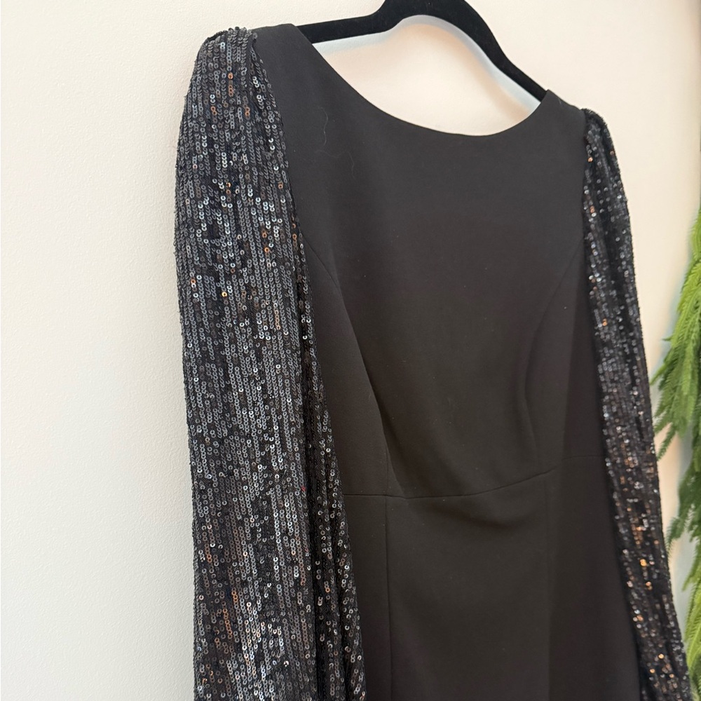 Eliza J Black Sequin Balloon Sleeve Dress – Size 8 (NWT!)